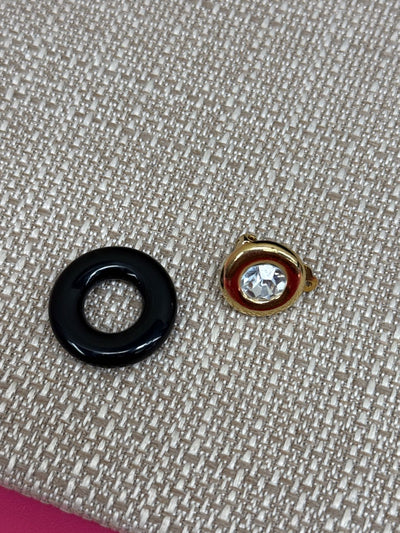Kenneth Jay Lane KJL for Avon Black & Gold Clip-on Earrings