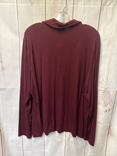 Worthington Women's Size 2X Maroon Long Sleeve Top