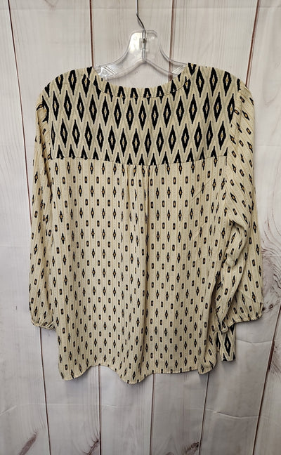Dr2 Women's Size L Beige 3/4 Sleeve Top