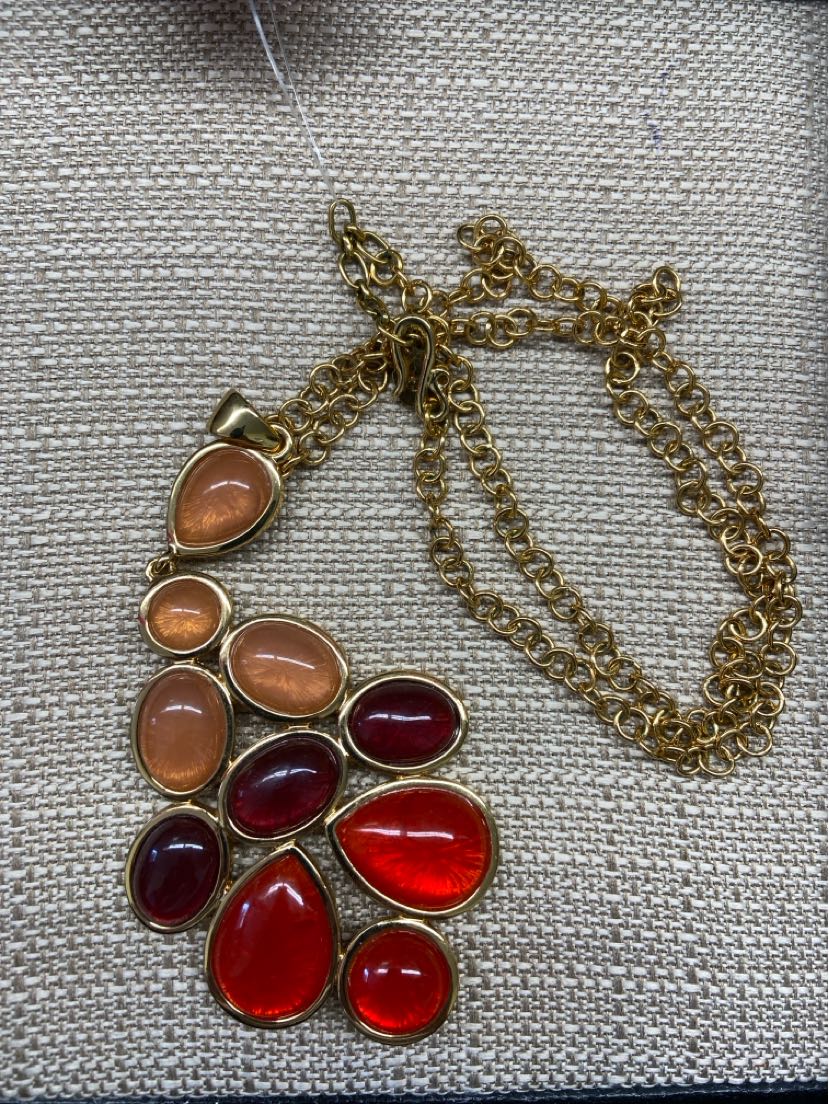 Trina Turk Gold Red Stones Necklace