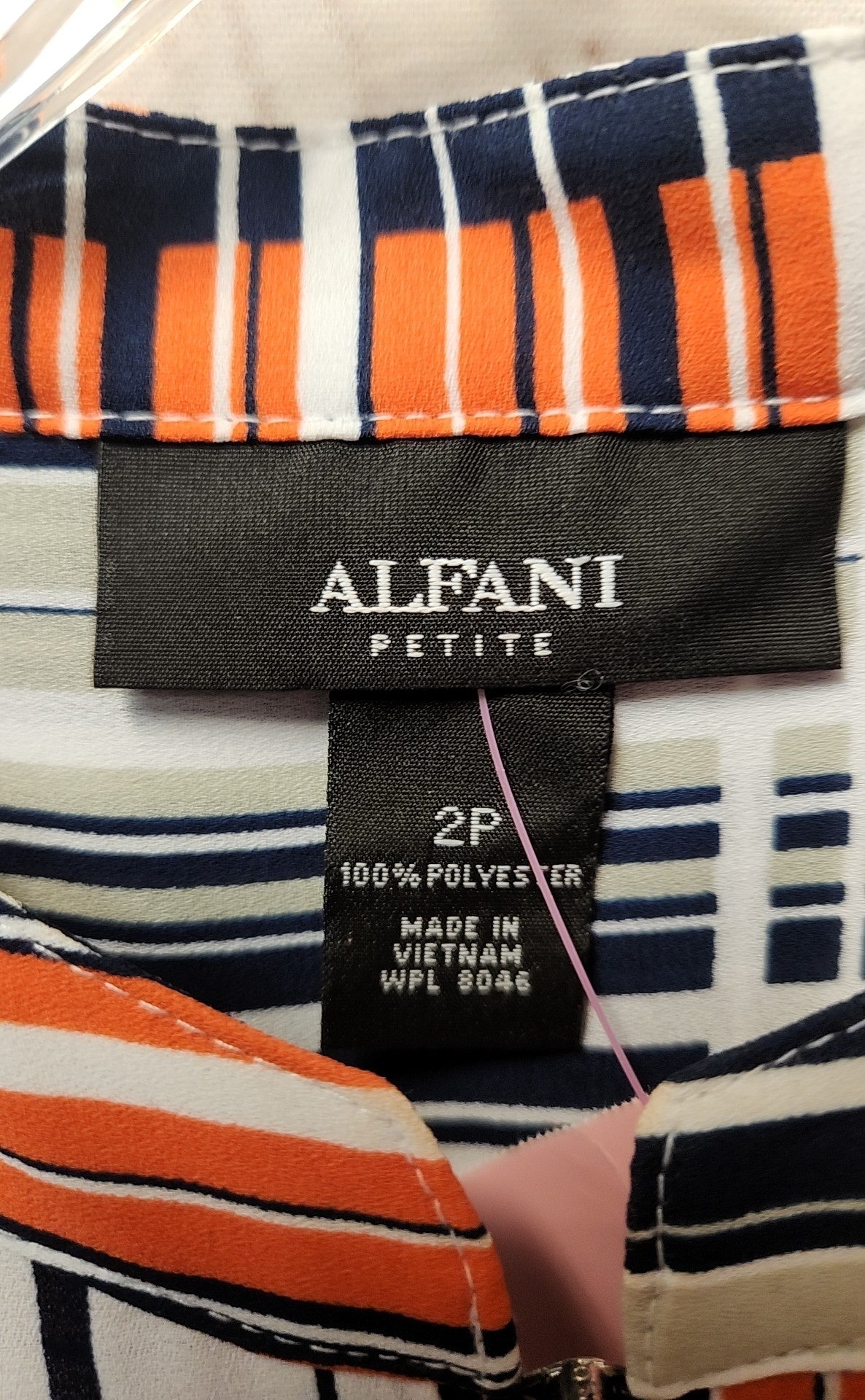 Alfani Women's Size 2 Petite White & Blue Sleeveless Top