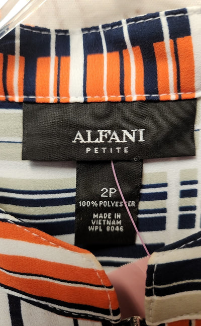 Alfani Women's Size 2 Petite White & Blue Sleeveless Top
