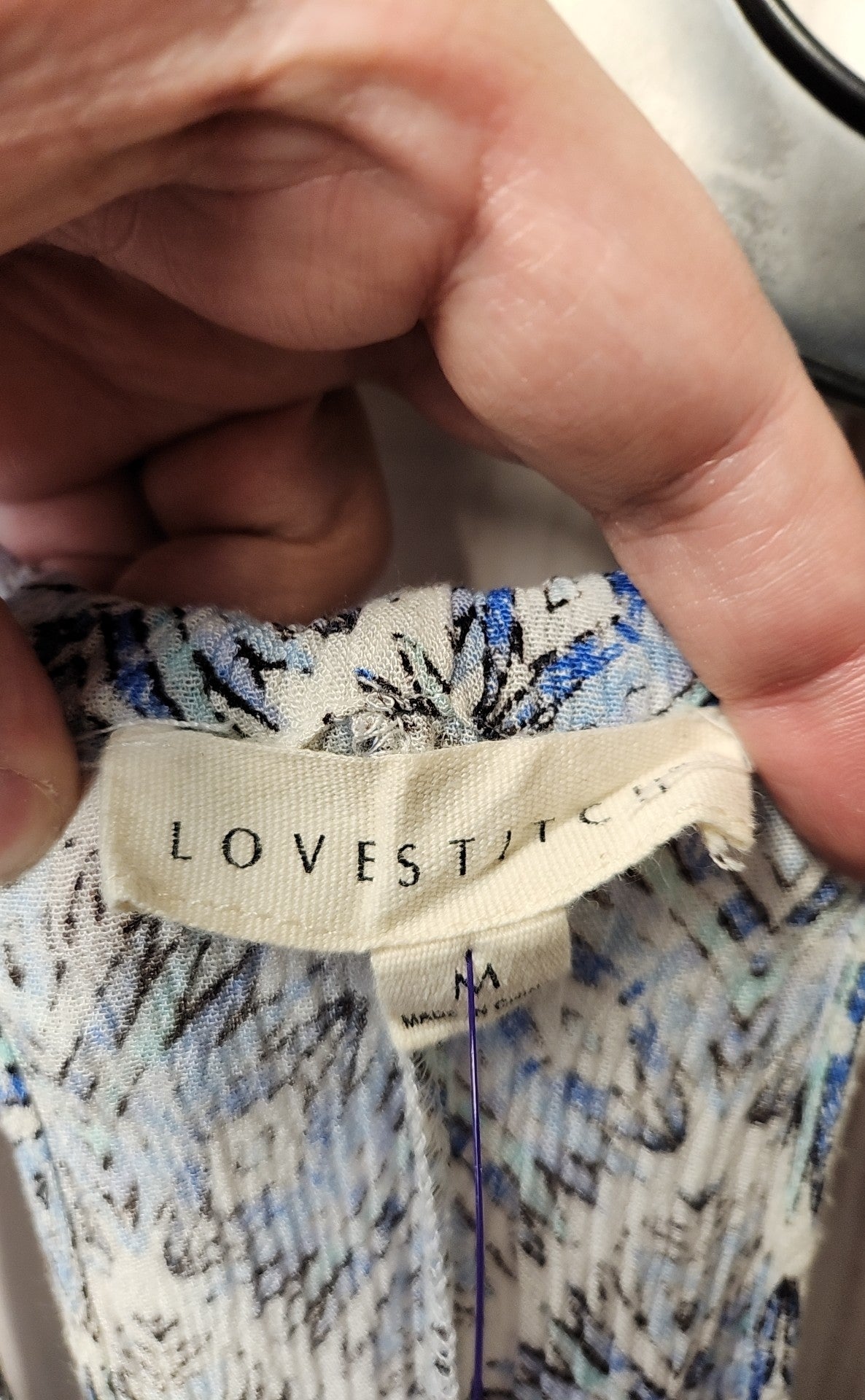 Lovestitch Women's Size M White & Blue Dress