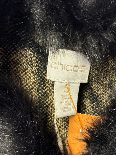 Chico's Women's Size 3 = US XL Black & Brown Jacket with removable collar