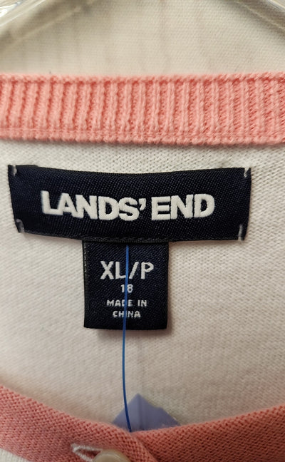Lands End Women's Size XL White Cardigan