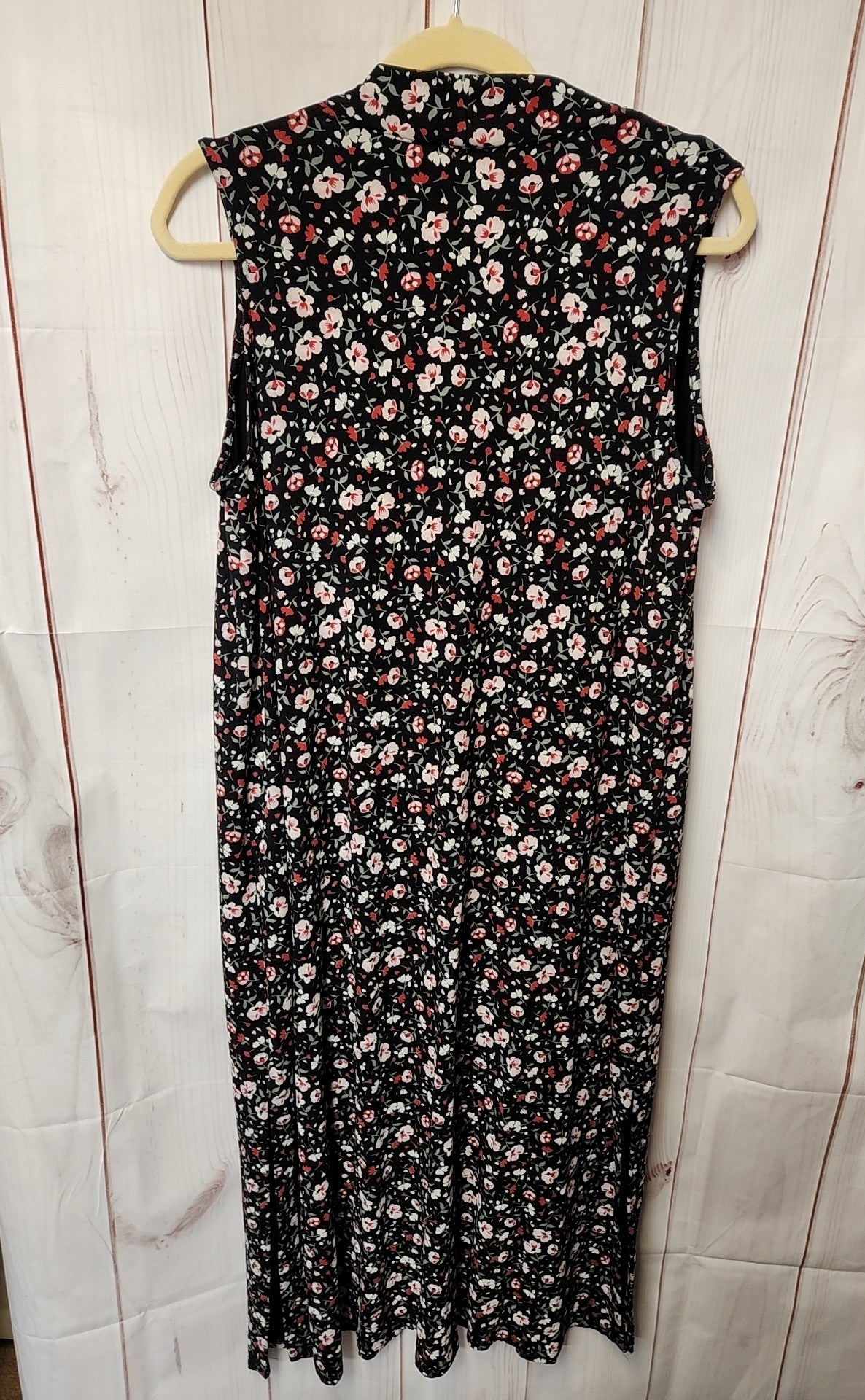 J Jill Women's Size L Petite Black Floral Dress