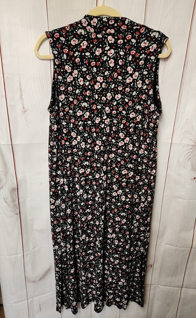 J Jill Women's Size L Petite Black Floral Dress