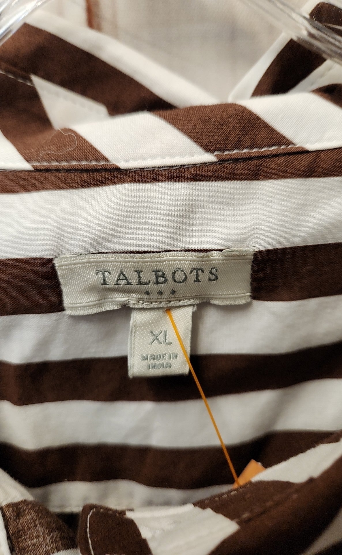 Talbots Women's Size XL White & Brown Long Sleeve Top