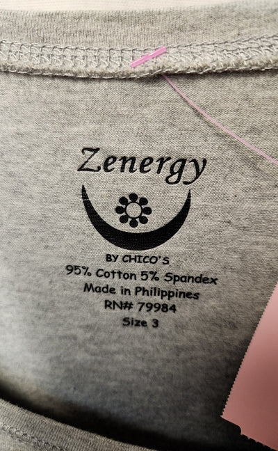 Zenergy - Chico's Women's Size 3 = US XL Gray Short Sleeve Top