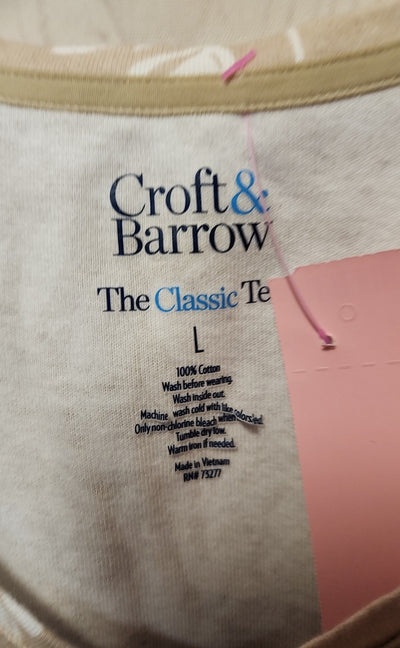 Croft & Barrow Women's Size L Beige Floral Short Sleeve Top