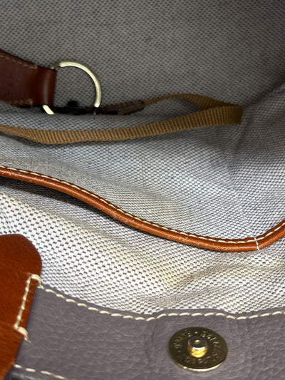 Dooney & Bourke Brenna Elephant Gray Pebble Leather Satchel Shoulder Purse Bag