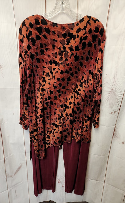 NWT Citiknits Women's Size XL Red Animal Print Pants Set