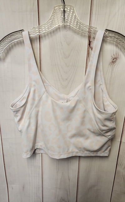 Oalka Women's Size L White & Pink Animal Print Sports Bra
