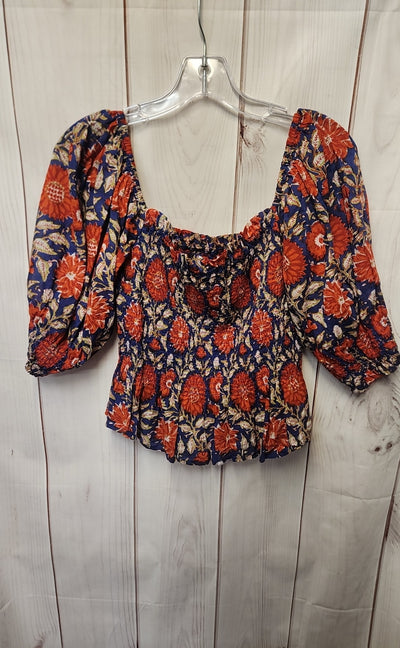 Velvet by Graham & Spencer Women's Size XS Blue & Red Floral 3/4 Sleeve Top