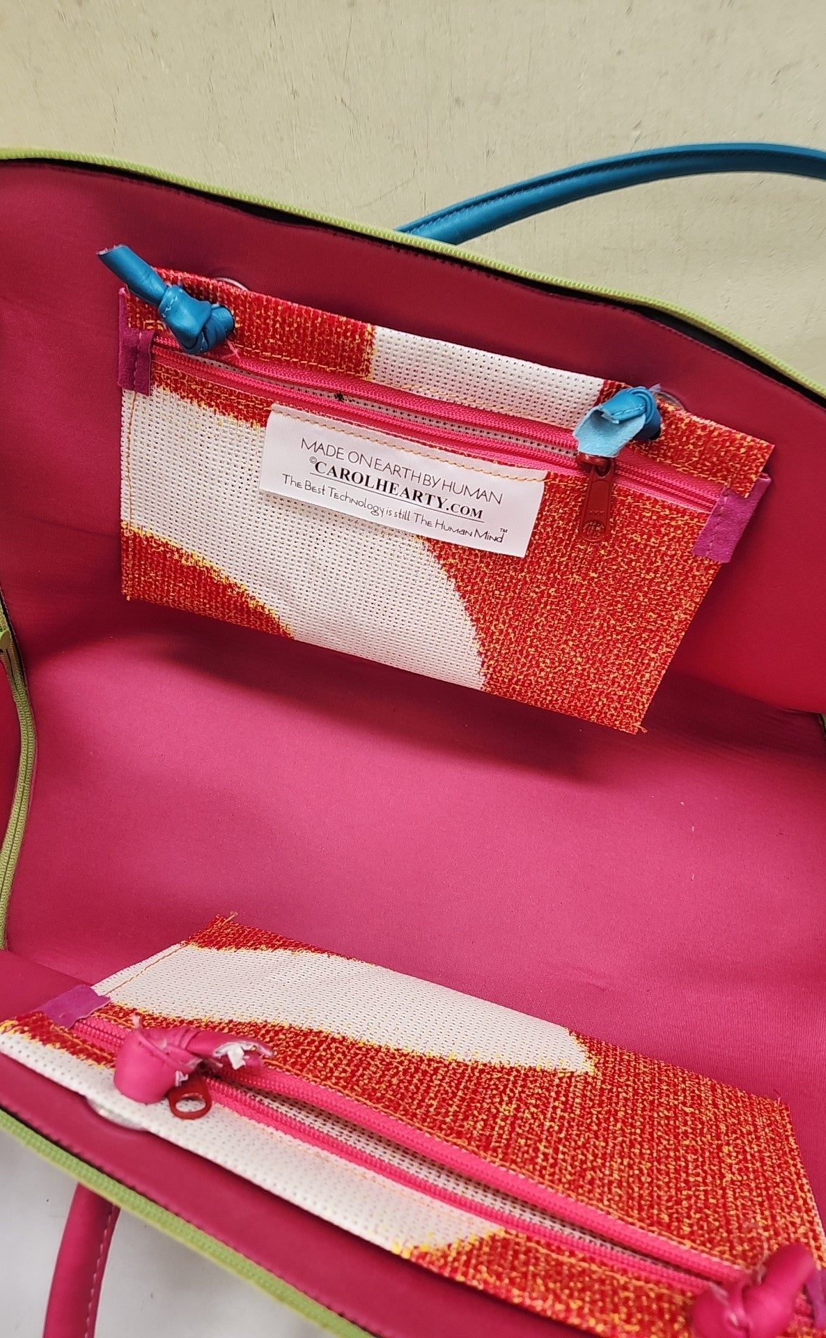 VTG Caroline Hearty Green Leather Purse Bag AS IS - marks