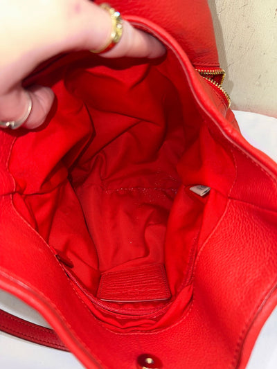 Coach Madison Phoebe F34495 Coral Orange Pebbled Leather Shoulder Bag Purse