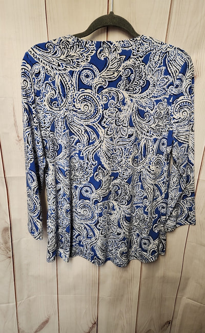 Jones New York Women's Size M Blue 3/4 Sleeve Top