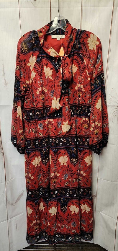 Loft Women's Size L Red Floral Dress