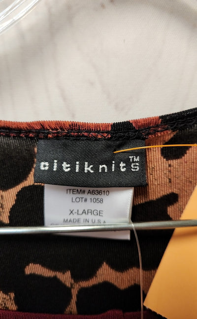 NWT Citiknits Women's Size XL Red Animal Print Pants Set