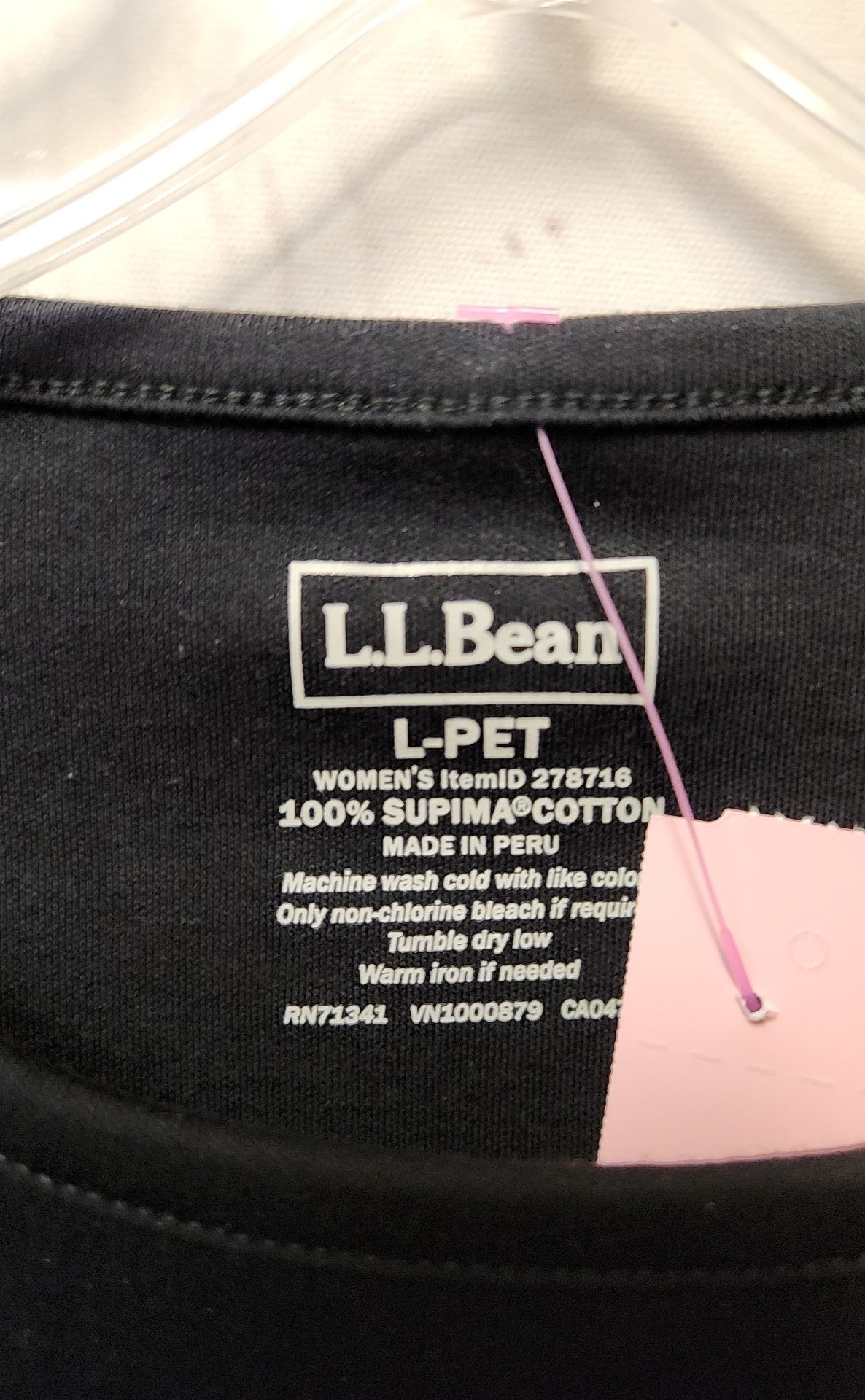 LL Bean Women's Size L Petite Black Short Sleeve Top