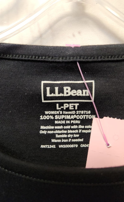 LL Bean Women's Size L Petite Black Short Sleeve Top