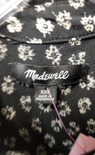 Madewell Women's Size XXS Black Floral Short Sleeve Top