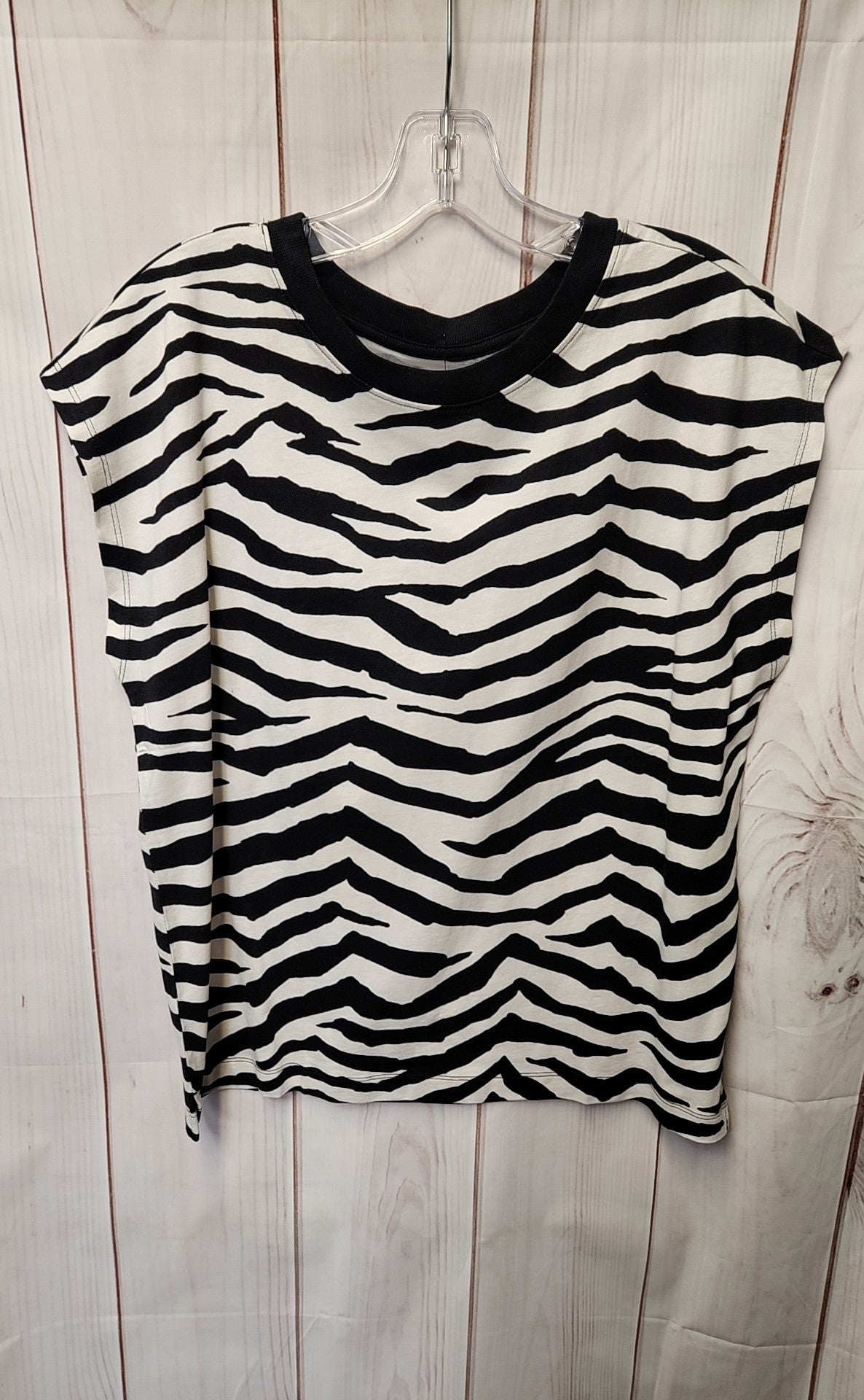 Loft Women's Size S Black & White Animal Print Short Sleeve Top