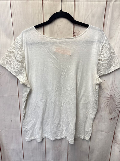 Loft Women's Size XL White Lace Short Sleeve Top