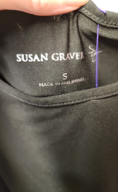 Susan Graver Women's Size S Black Short Sleeve Top
