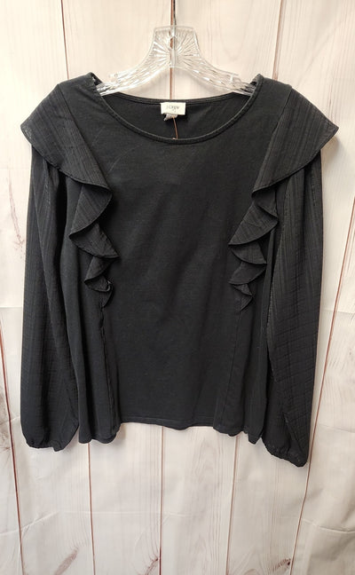 J Crew Women's Size L Black Long Sleeve Top