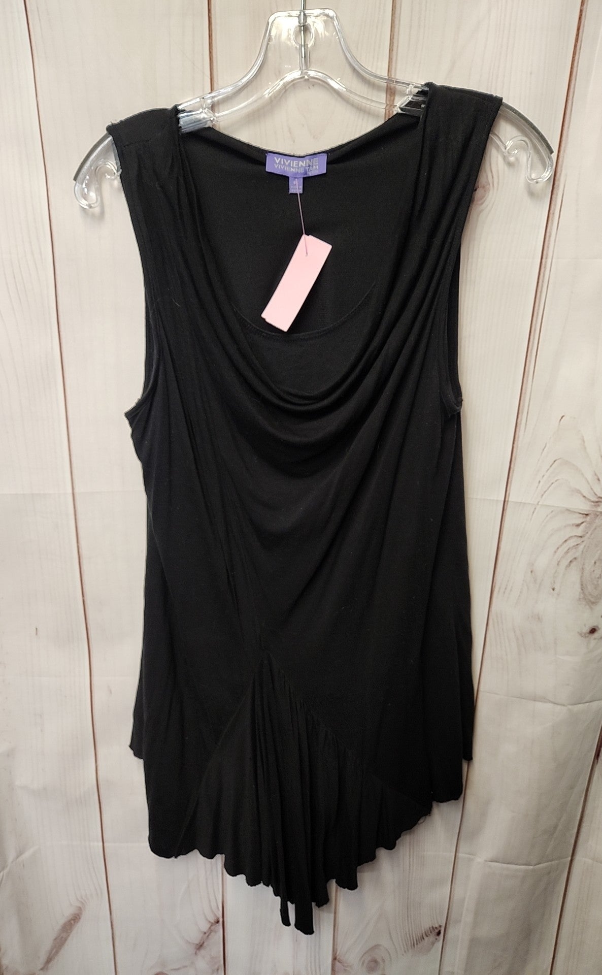 Vivienne Tam Women's Size L Petite Black Sleeveless Tunic Top