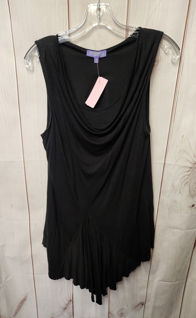 Vivienne Tam Women's Size L Petite Black Sleeveless Tunic Top