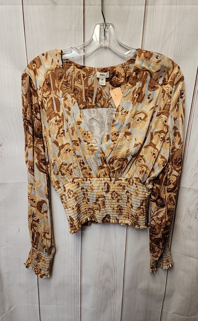 Tiny Women's Size M Brown Floral Long Sleeve Top