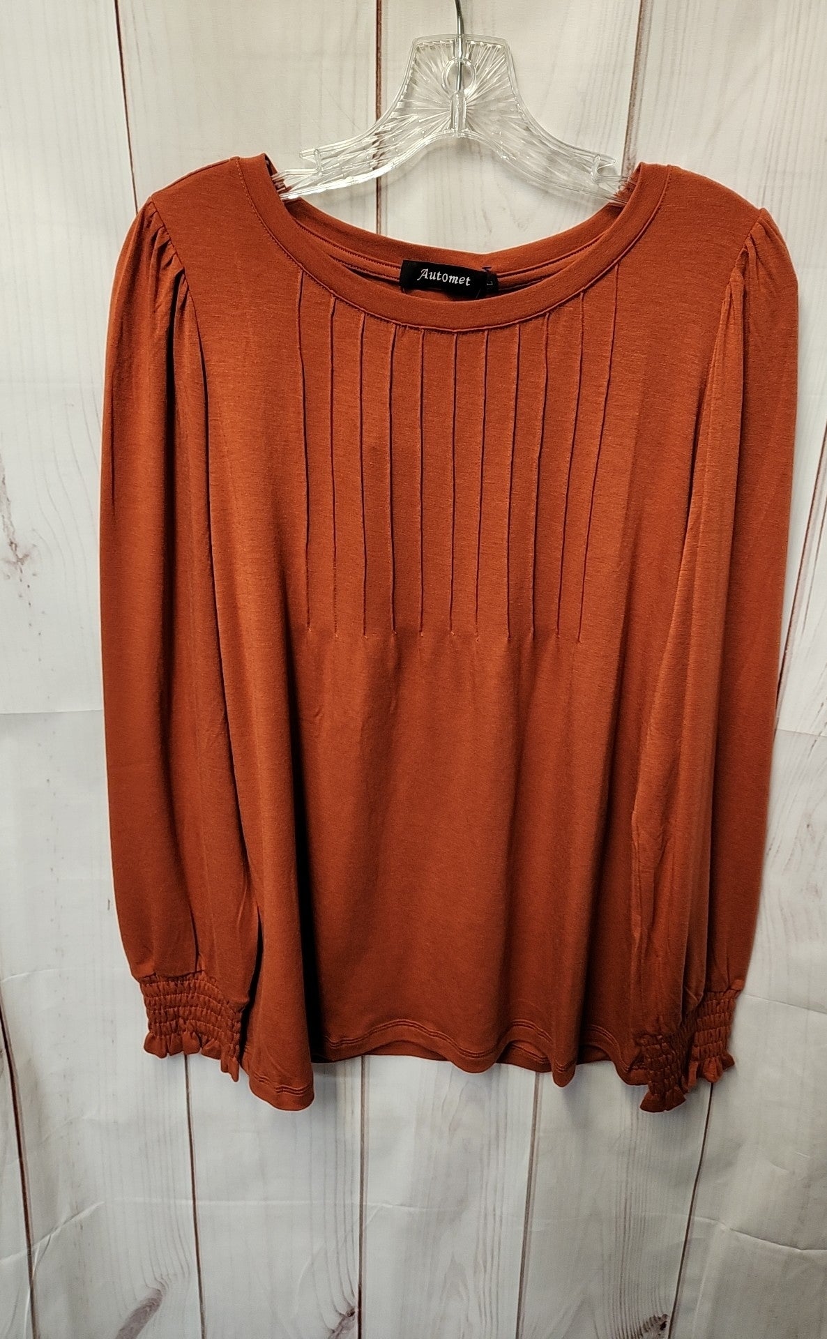 Automet Women's Size L Orange Long Sleeve Top