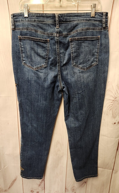 Chico's Women's Size 31 (11-12) Blue Floral Jeans Girlfriend Slim Leg Ankle