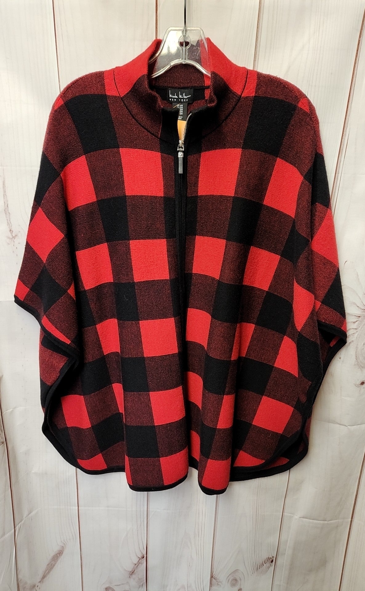 Nicole Miller Women's Size Small/Medium Red & Black Poncho