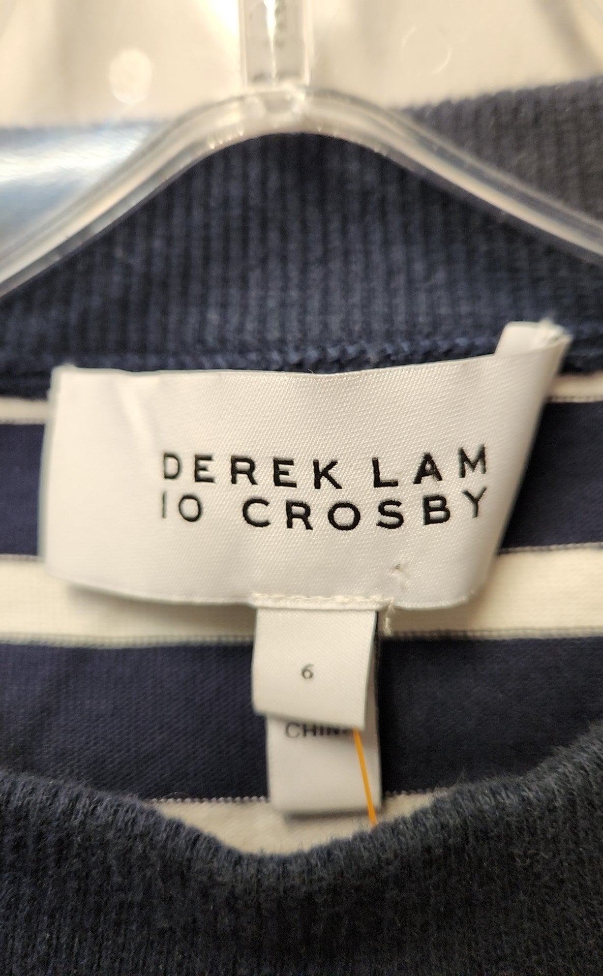Derek Lam 10 Crosby Women's Size 6 White & Blue Long Sleeve Top