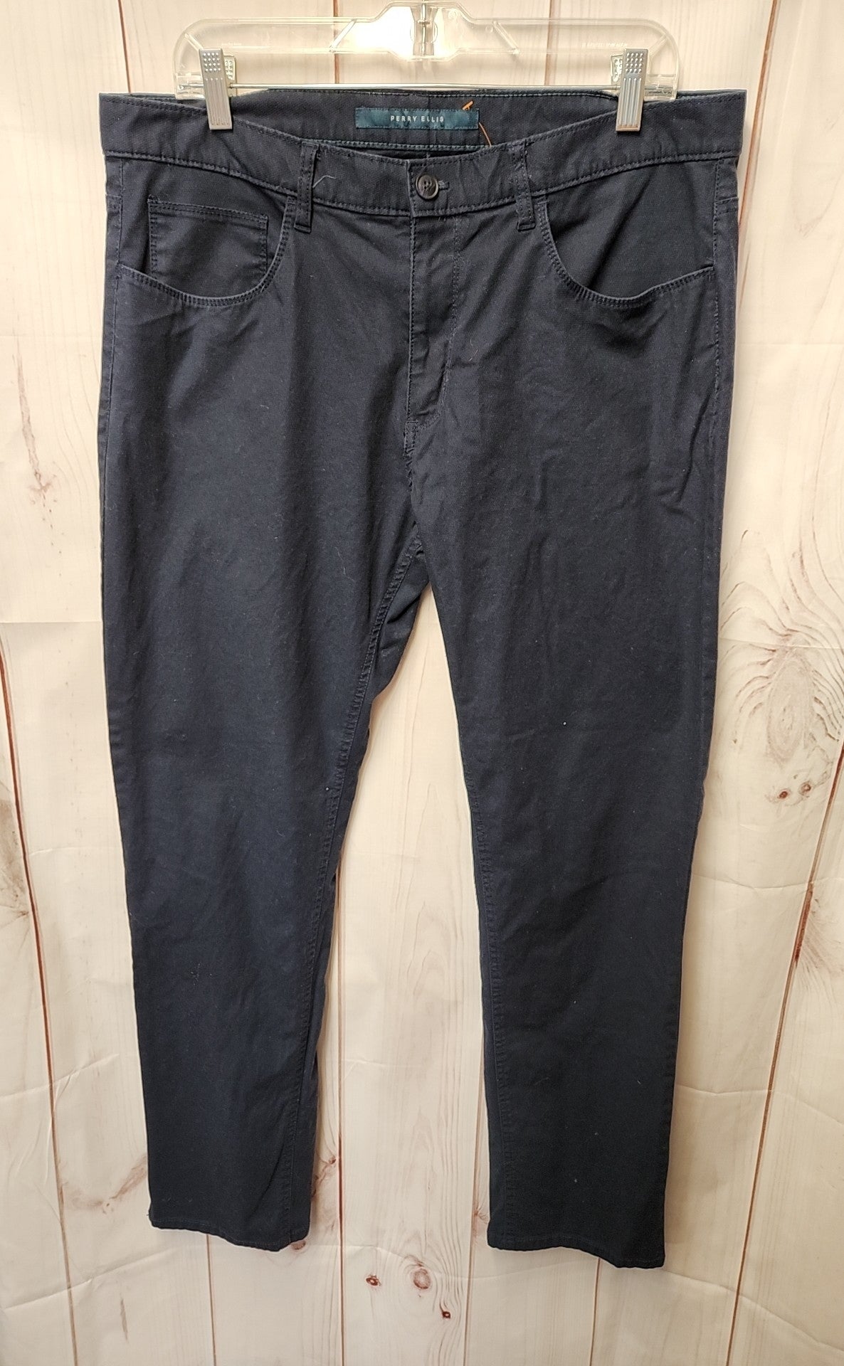 Perry Ellis Men's Size 36x32 Navy Pants Slim Fit Stretch