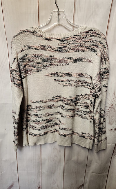 Pure Jill Women's Size M Petite White & Pink Sweater