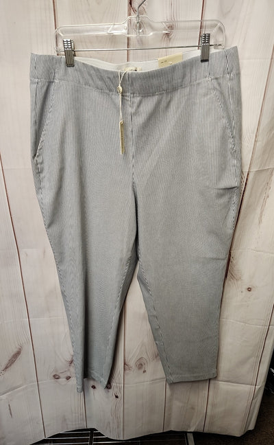 $118 NWT Max Studio Women's Size 1X Blue Pinstripe Pants Pull On Trousers