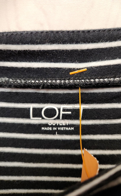 Loft Women's Size L Black & White 3/4 Sleeve Top