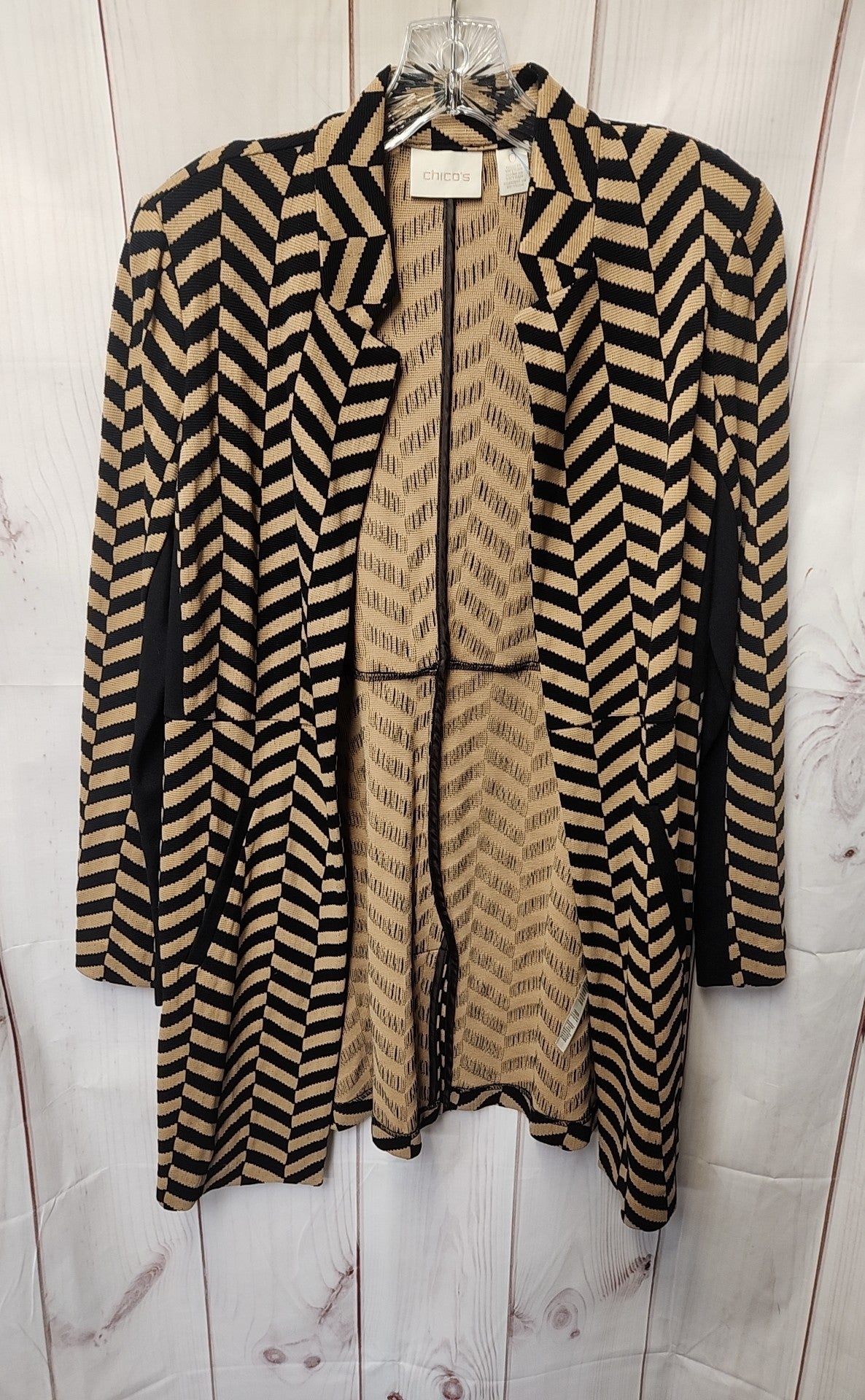 Chico's Women's Size 0 = US S Black & Beige Cardigan
