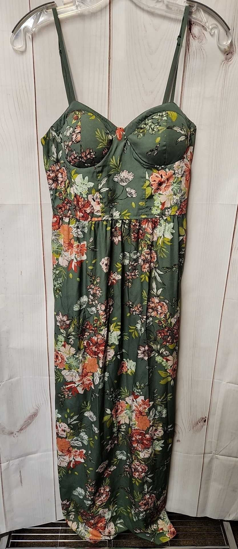 BOG Collective Women's Size M Green Floral Dress