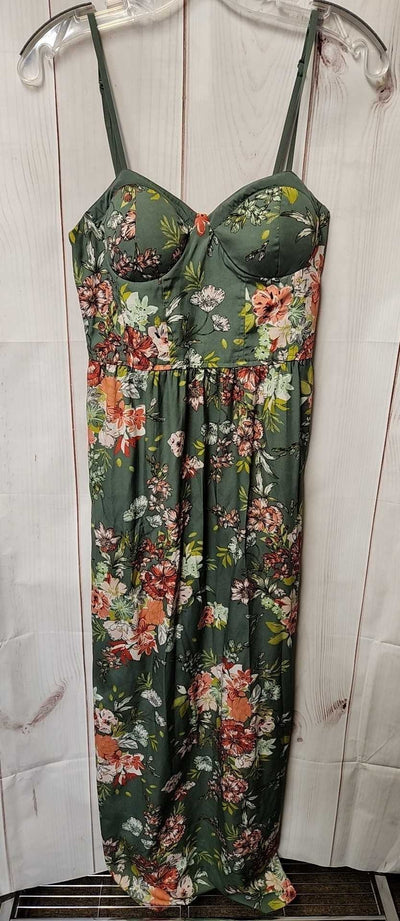BOG Collective Women's Size M Green Floral Dress