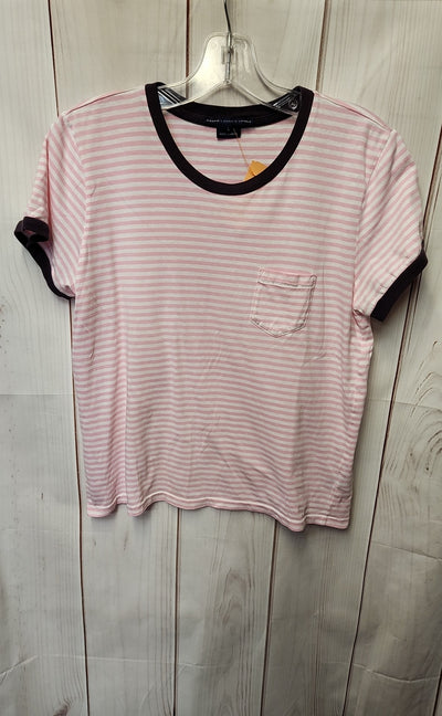 Ralph Lauren Women's Size L Pink & White Short Sleeve Top