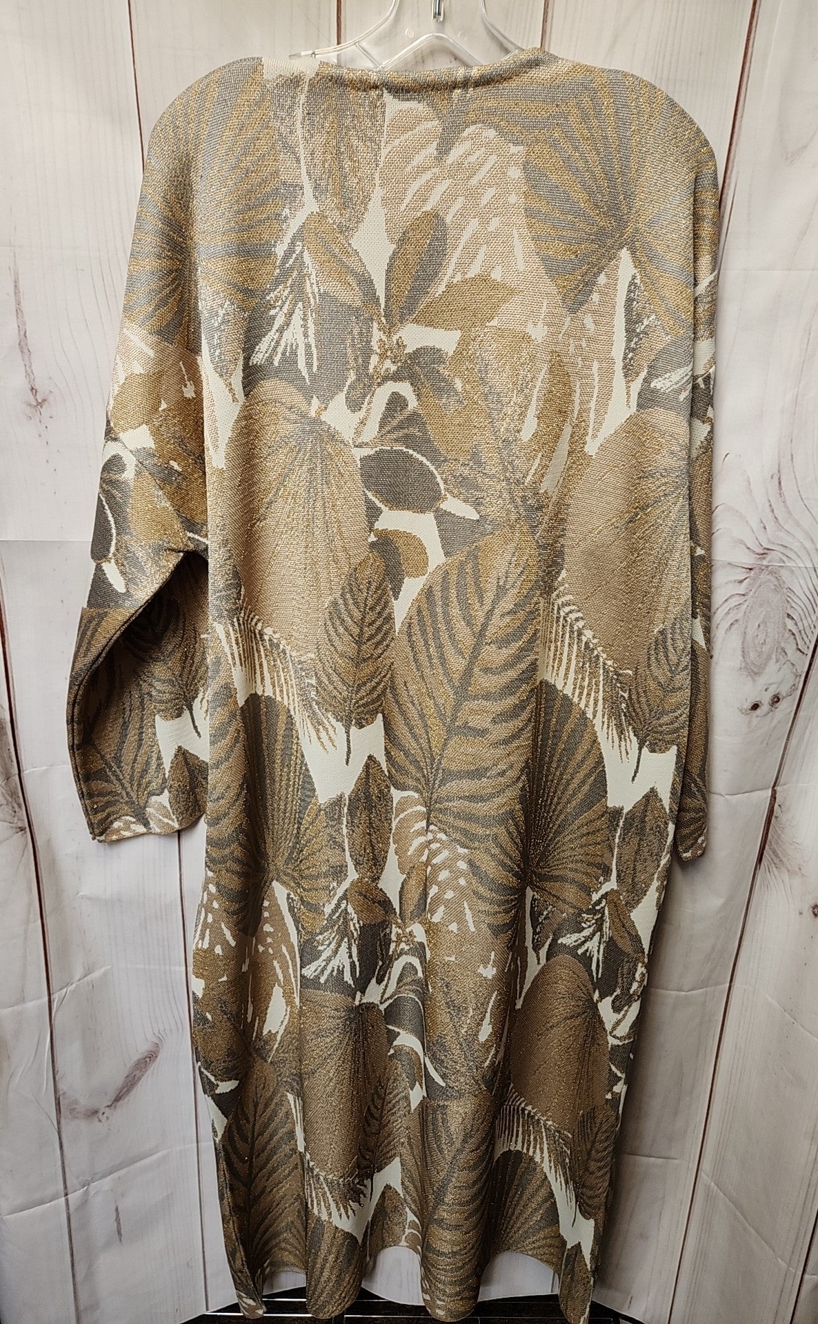 Zara Women's Size L Tan Metallic Floral Cardigan