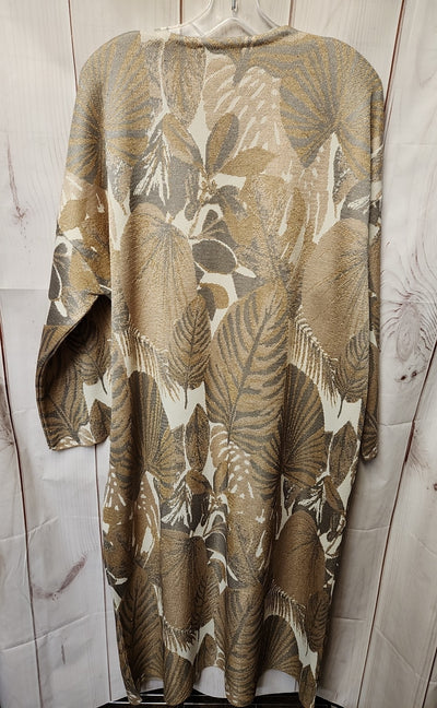 Zara Women's Size L Tan Metallic Floral Cardigan