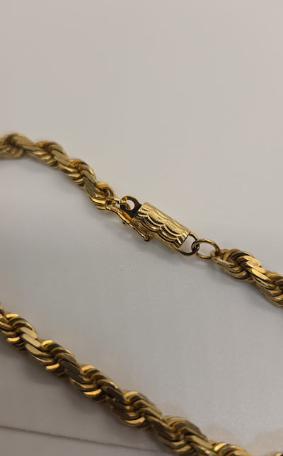14K Yellow Gold Rope 7" Bracelet 11.3 grams