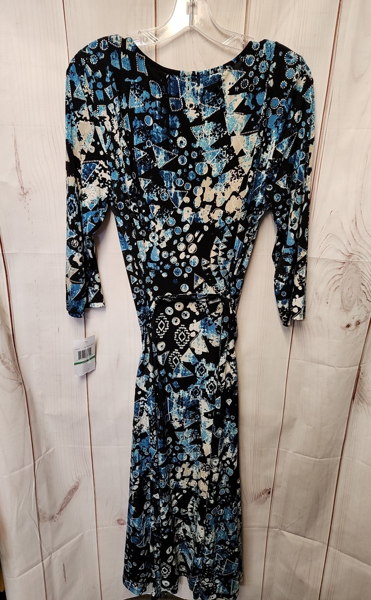 NWT Nina Leonard Women's Size L Black & Blue Dress