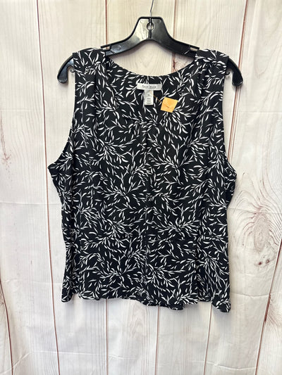 White House Black Market Women's Size XL Black Floral Sleeveless Top
